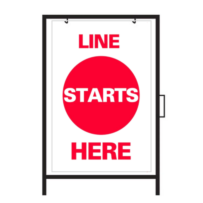 LINE STARTS HERE DOUBLE-SIDED Metal A-Frame Sign (SG-315A2)
