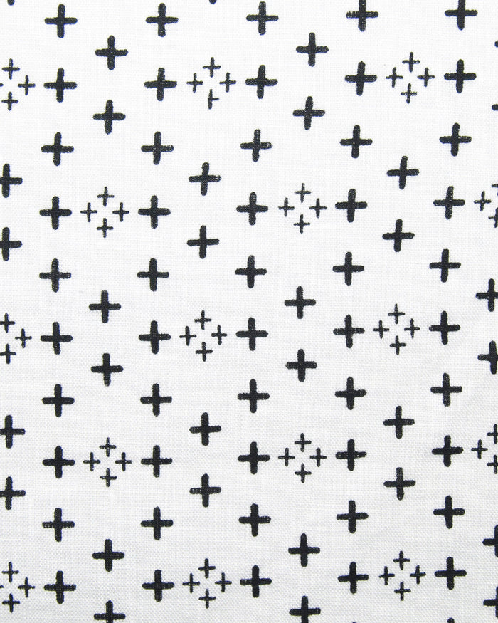 Close up view of custom linen shirt for men in black printed positivity