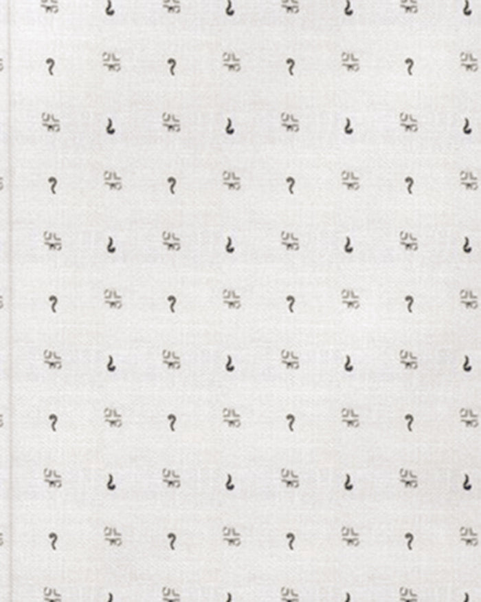 Close up view of custom linen shirt for men in grey printed marks