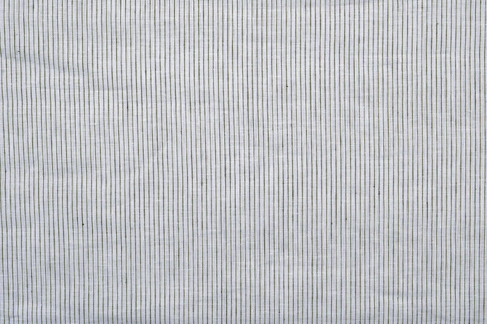 Linen: Olive Green Pin Stripes On White Shirt