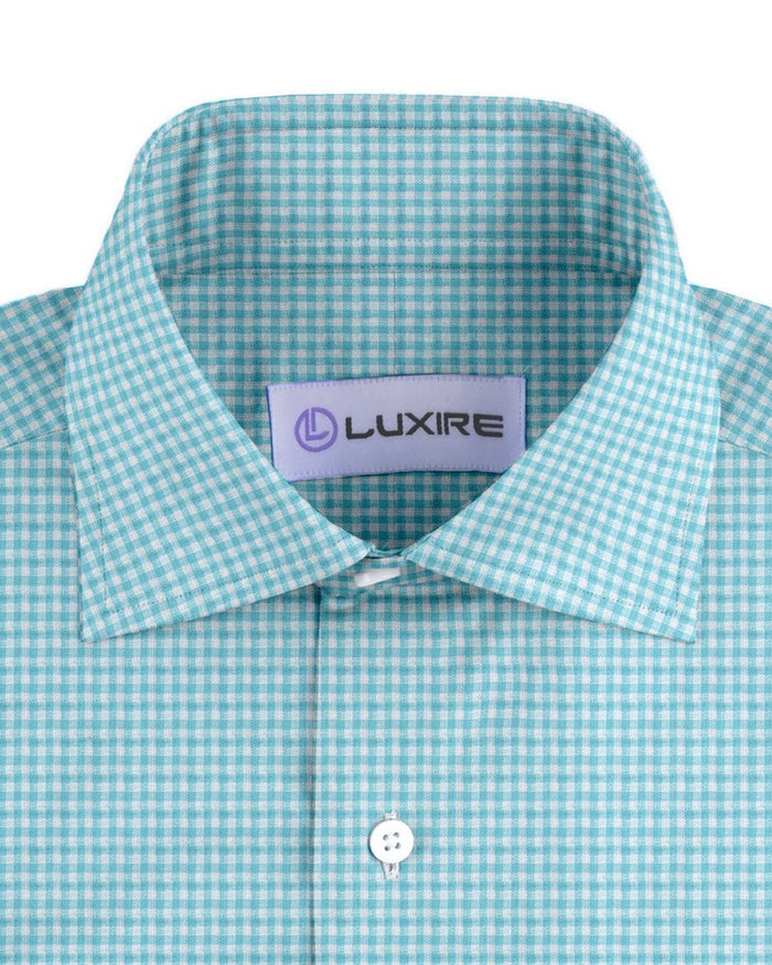 Linen:Aqua Blue Mini Gingham