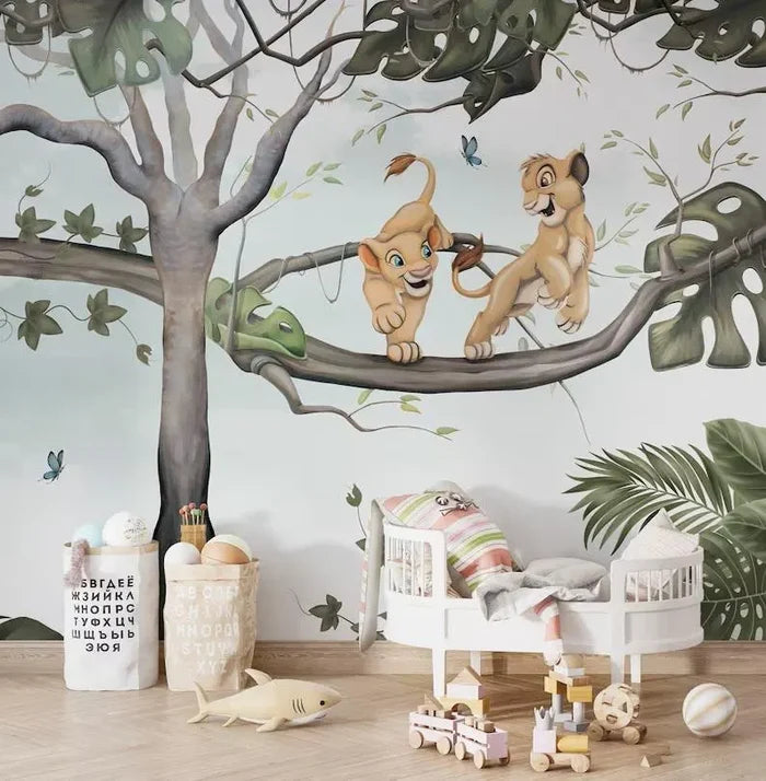 Lion Family Kids Room Wallpaper: Jungle Animal Mural