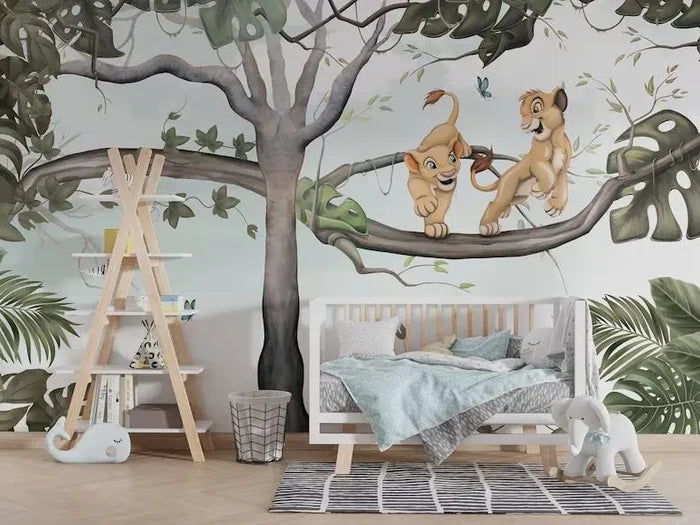 Lion Family Kids Room Wallpaper: Jungle Animal Mural