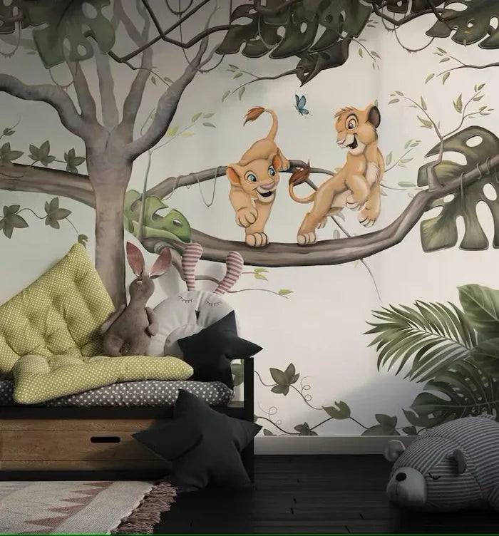 Lion Family Kids Room Wallpaper: Jungle Animal Mural