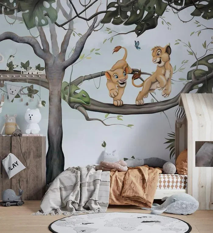 Lion Family Kids Room Wallpaper: Jungle Animal Mural