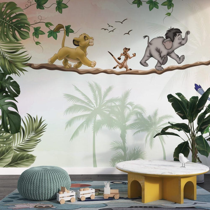 Lion King Wallpaper Mural, Cartoon Animals, Removable Kids Room Decor