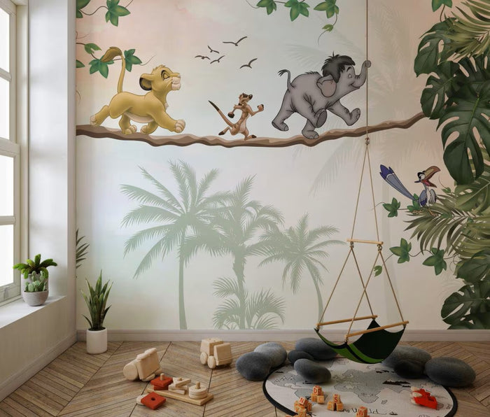 Lion King Wallpaper Mural, Cartoon Animals, Removable Kids Room Decor