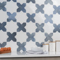 Malta Star White Polished and Cross Denim Blue  Matte kitchen backsplash install