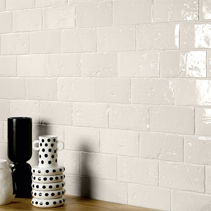 Malta White 4 x 8 Polished kitchen backsplash tile install