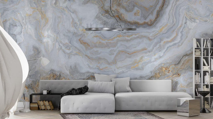 Marble Texture Peel and Stick Wallpaper: Golden Abstract Wall Mural
