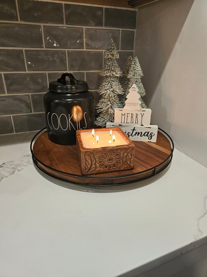 Merry Christmas Distressed Wood Block Sign | White
