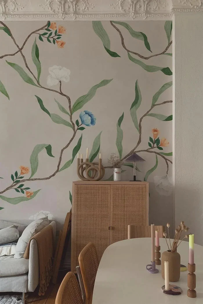 Mixed Color Wildflower Wallpaper: Botanical Peel and Stick Wall Mural