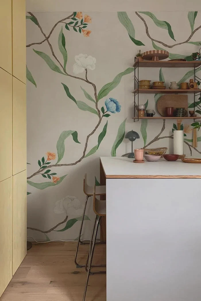 Mixed Color Wildflower Wallpaper: Botanical Peel and Stick Wall Mural
