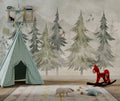 Mountain and Trees Kids Wallpaper: Peel and Stick Nursery Wall Mural
