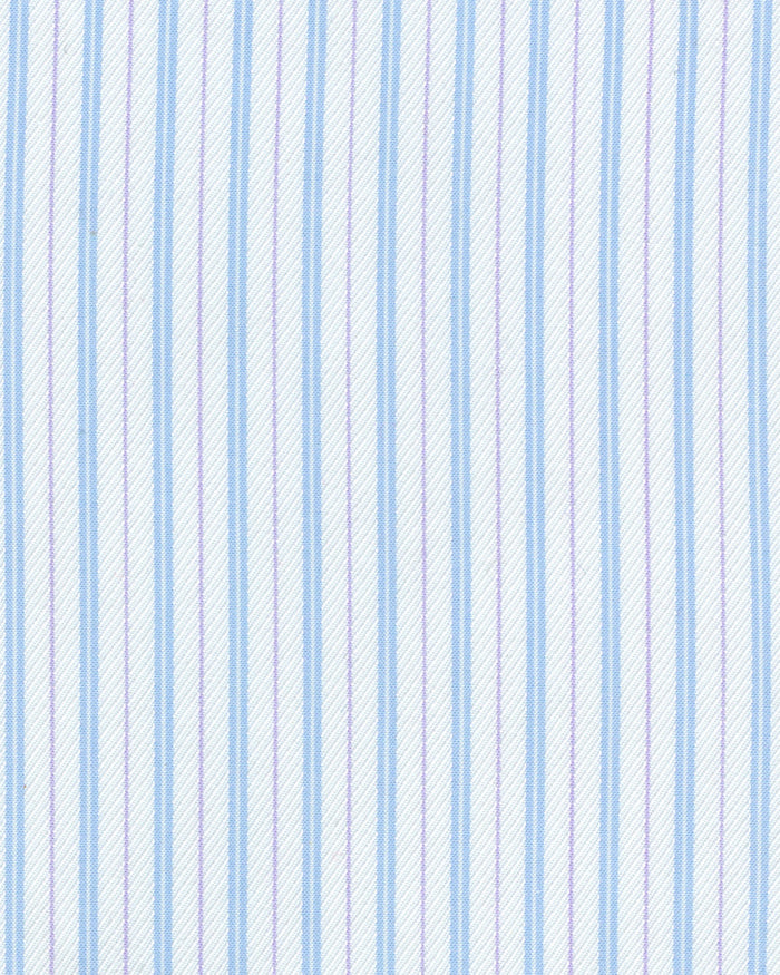 Muave Blue Stripes on White Silk