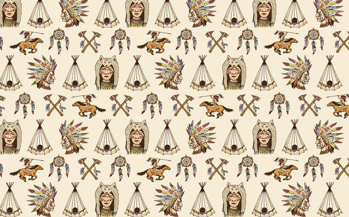 Native American Tents & Horses Wallpaper - Peel and Stick