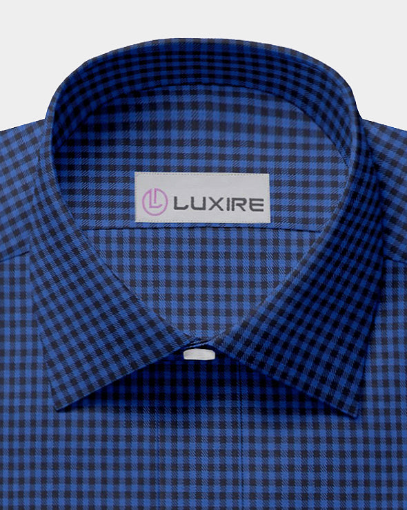 Navy Black Small Gingham Twill