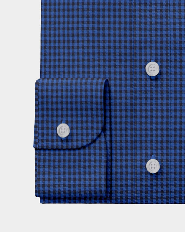 Navy Black Small Gingham Twill