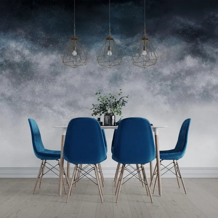 Navy Blue Concrete Look Wallpaper Mural: Textured Nonwoven or Peel & Stick