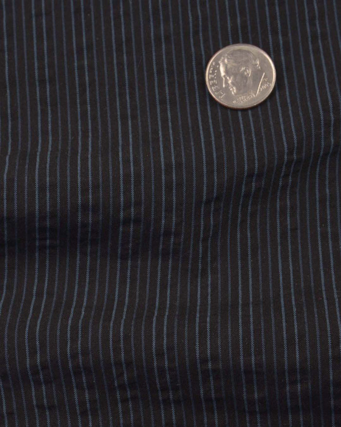 Navy on Black Stripes Seersucker
