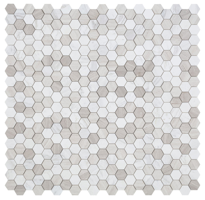 NB124 Volkas Haisa Marble Hexagon Mosaic 9 sheets together