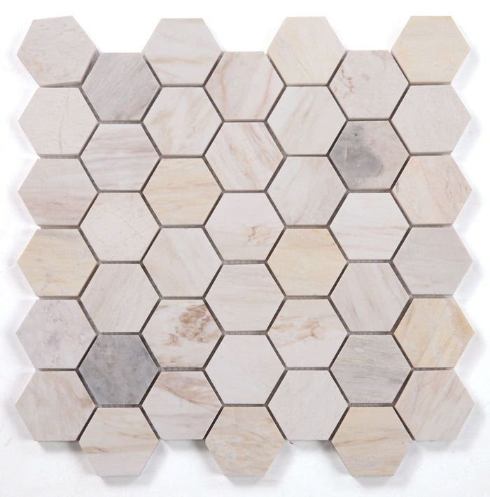 NB3728 Eurasian Polished 2 x 2 Hexagon Marble Mosaic