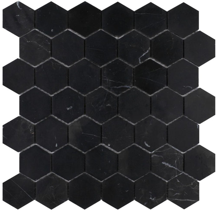 NB729 Nero Marquina Honed Hexagon 2 x 2