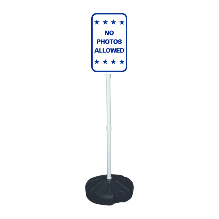 NO PHOTOS ALLOWED Weightable Base Sign (SG-221H)