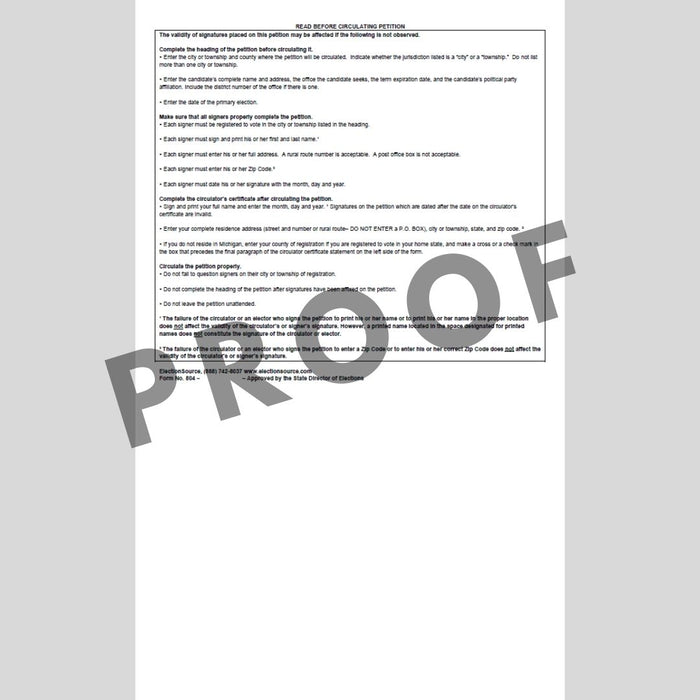 Nominating Petition - City-Township Partisan (PT-804)