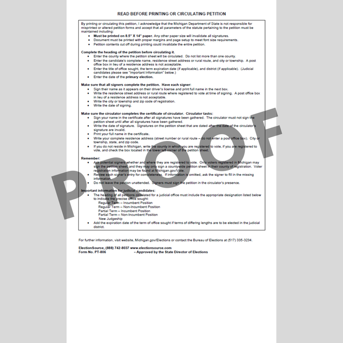 Nominating Petition - County Wide Nonpartisan (PT-806)