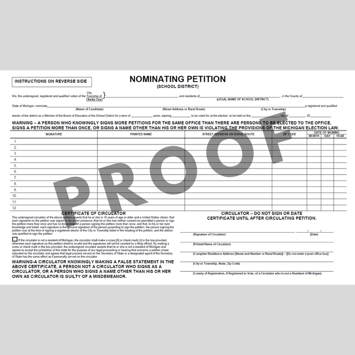 Nominating Petition - School District (PT-820)
