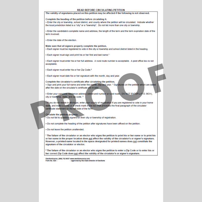 Nominating Petition - School District (PT-820)