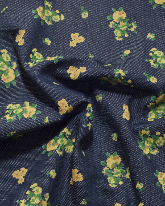 Noragi in Flower Printed Indigo Denim
