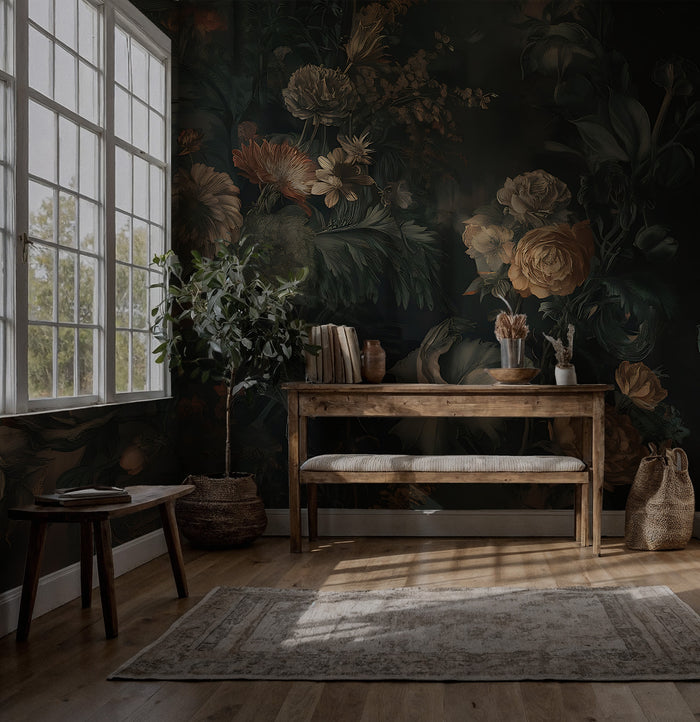 Nostalgic Floral Pattern Wallpaper; Peel-and-Stick, Deluxe Textured Wallpaper