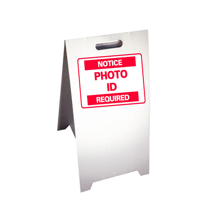 NOTICE PHOTO I.D. REQUIRED Corrugated A-Frame Sign - Multi (SG-301G)