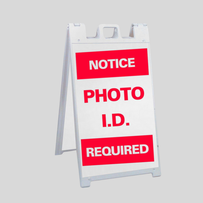 NOTICE PHOTO I.D. REQUIRED Large A-Frame Sign (SG-301B)