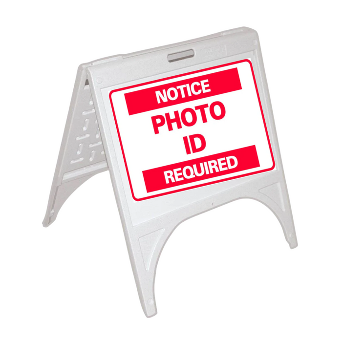 NOTICE PHOTO I.D. REQUIRED Small A-Frame Sign (SG-301D)