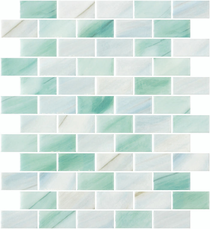 Onix Mosaico 1 x 2 Brick Caya Coco Recycled Glass Mosaic HP12BCC