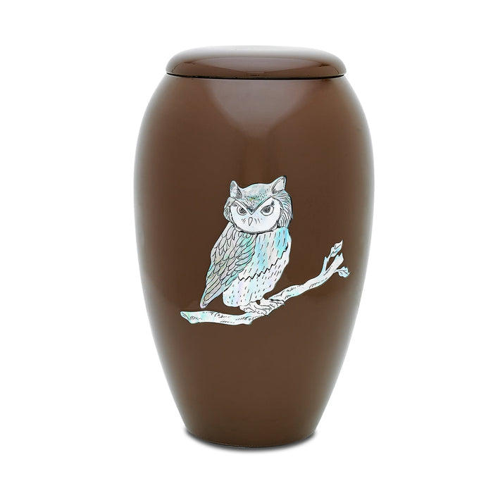 Owl Mother of Pearl Urn — ISU-RJ-0176