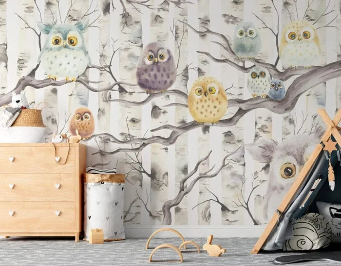 Owls Wallpaper for Nursery: Forest Animals Wall Decals