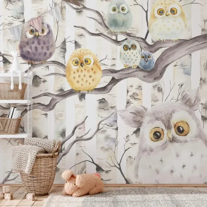 Owls Wallpaper for Nursery: Forest Animals Wall Decals