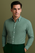 Oxford Lincoln Green Gingham on White