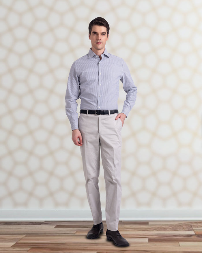Oyster Grey Twill Dress Pant