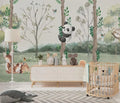 Panda Hugging Tree Wallpaper Mural: Tranquil Nursery Decor, Peel and Stick