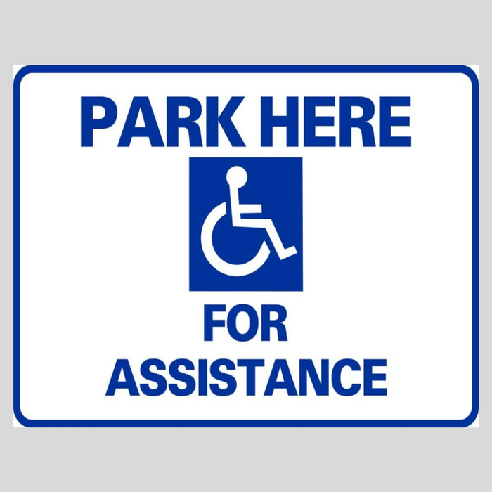 PARK HERE FOR ASSISTANCE Corrugated A-Frame Sign - Multi (SG-106G)