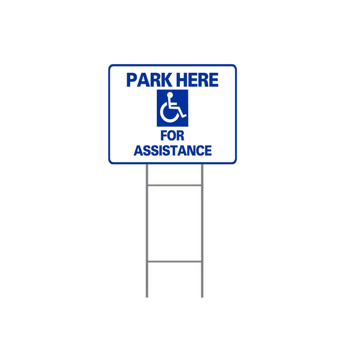 PARK HERE FOR ASSISTANCE H-Stake Sign (SG-106D2)