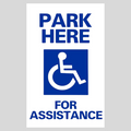 PARK HERE FOR ASSISTANCE Large A-Frame Sign (SG-106B)