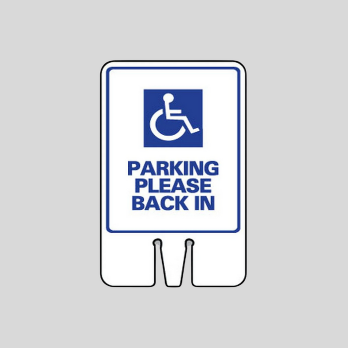 PARKING PLEASE BACK IN Double-Sided Cone Topper Sign (SG-107I2)