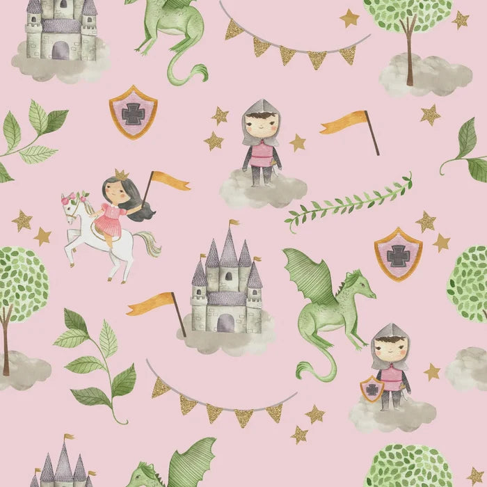 Pastel Fairytale Castle Wallpaper: Peel and Stick Removable Nursery Decor