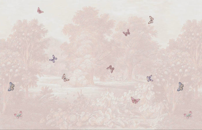 Pastel Pink Butterfly Wallpaper Mural: Romantic Peel and Stick Wall Art
